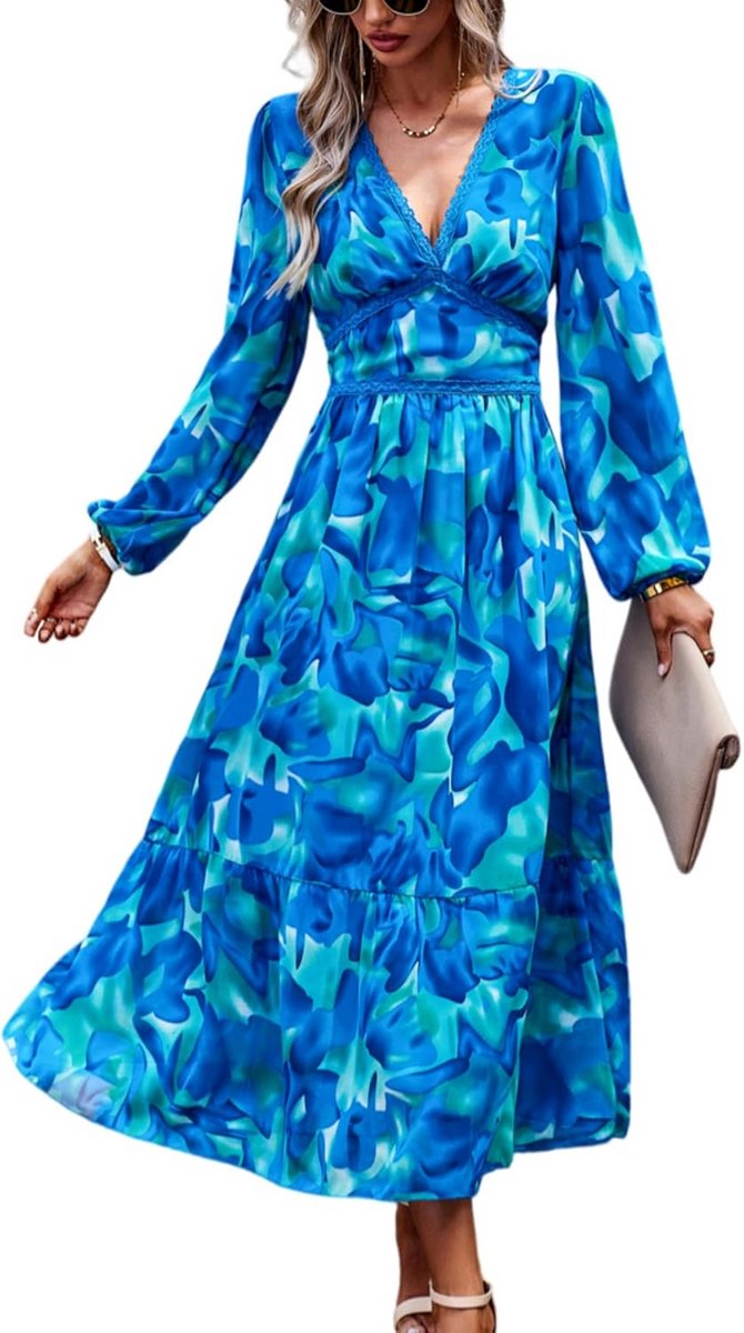 Maxi Jurk Dames Chiffon Bruiloft Gast Feest - Lange Mouwen Overgooijurk