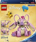 LEGO Disney Angel avec nœud, papillon, ballon en forme de cœur et Stitch sur la boîte.
