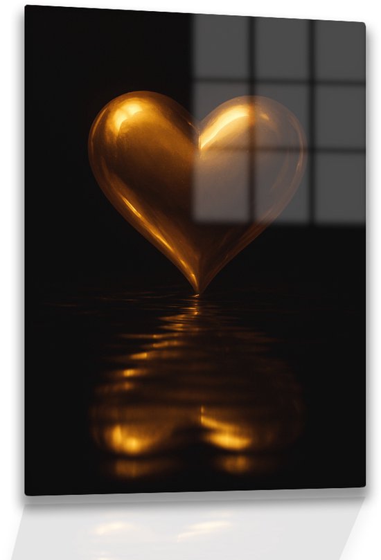 Gouden hart - Acrylglas - Plexiglas - Glasschilderij - 30x45 cm