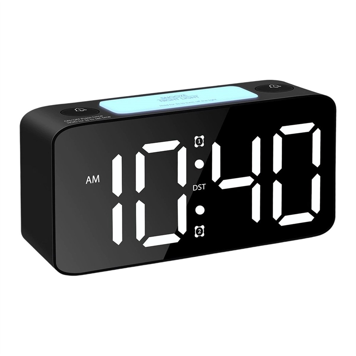 Ynkkvre -Digitale LED Wekker met RGB Display – Extra Luide Dubbele Alarmfunctie 105 dB – Nachtlampje met 7 Kleuren – Groot LED Display met Duidelijke Cijfers – USB Oplader & Snooze Functie-zwart