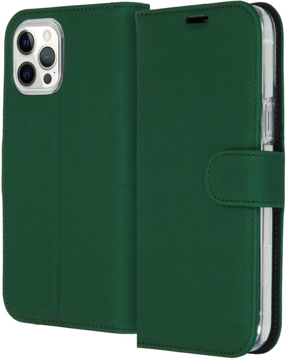 iPhone 12 Pro Max Hoesje Met Pasjeshouder - Accezz Wallet Softcase Bookcase - Groen