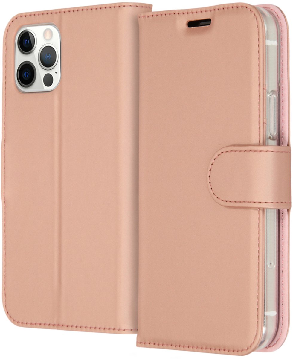 iPhone 12 hoesje bookcase - iPhone 12 Pro hoesje bookcase - iPhone 12 wallet case - hoesje iPhone 12 bookcase - hoesje iPhone 12 Pro bookcase - iPhone 12 Pro wallet case - Kunstleer - Roze - Accezz Wallet Softcase Bookcase