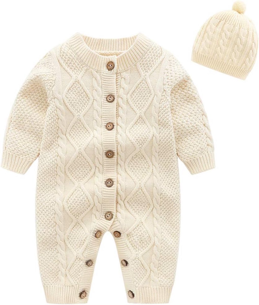 Gebreide Romper en Muts Set voor Babymeisjes en Jongens