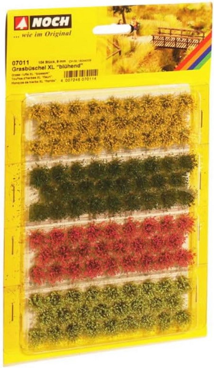Grasbosjes voor modelspoorbanen en modelbouw, diverse kleuren