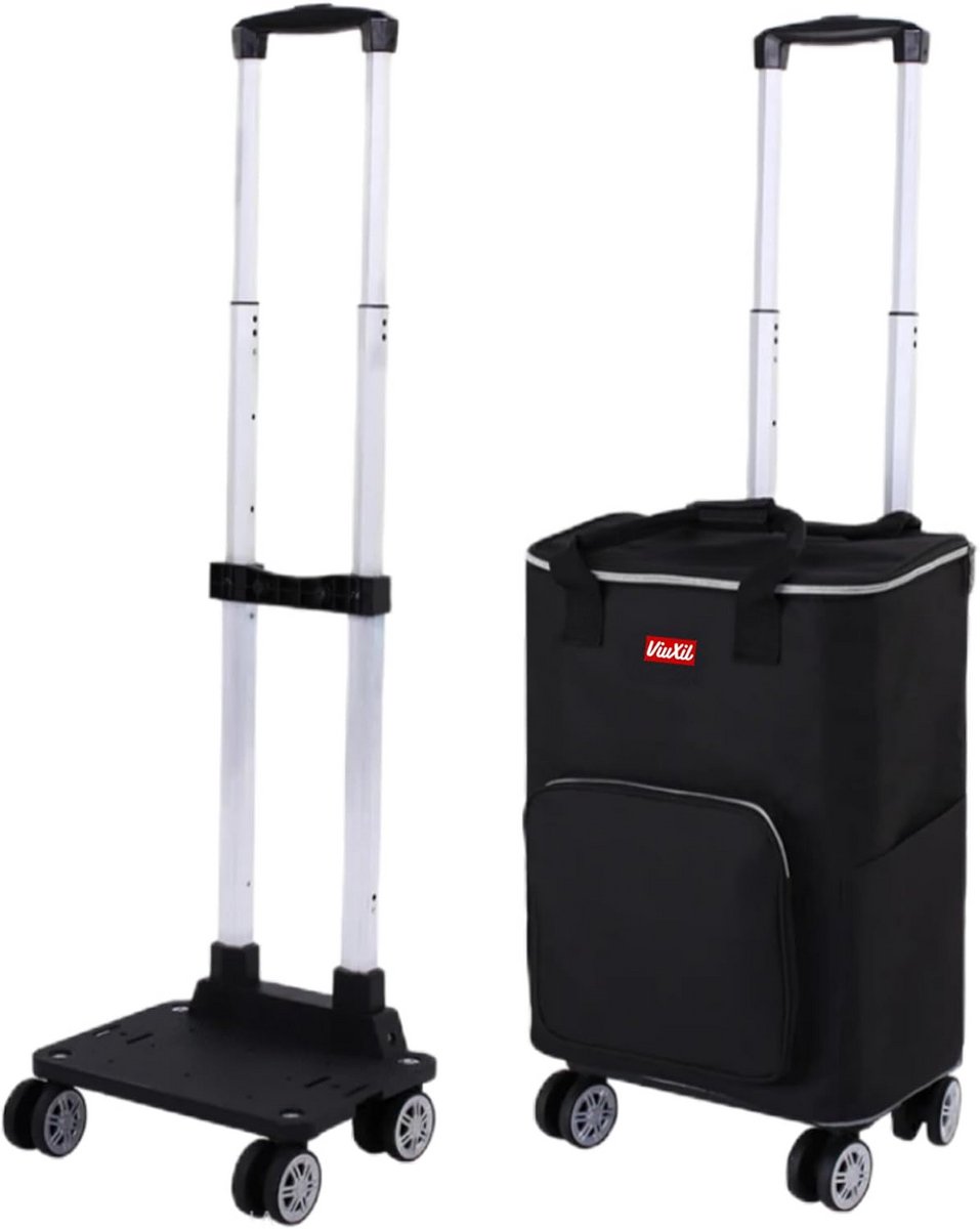 Inklapbare Boodschappentrolley met 4 Wielen en Thermotas - 40L