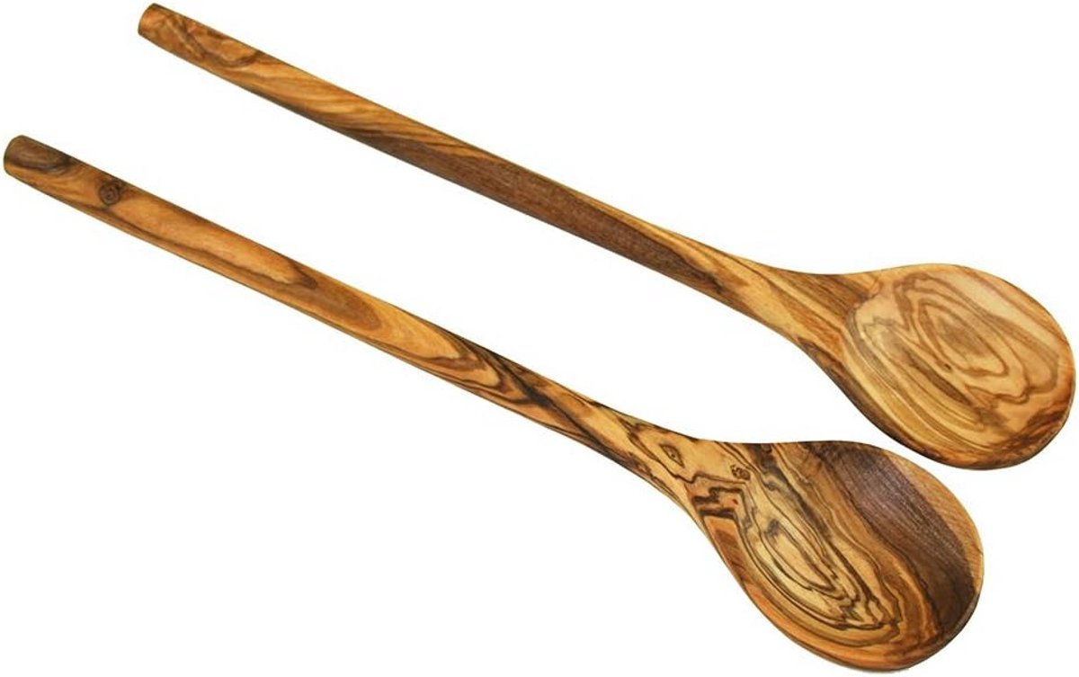 Set van 2 Olijfhouten Kooklepels - Duurzaam Keukengerei