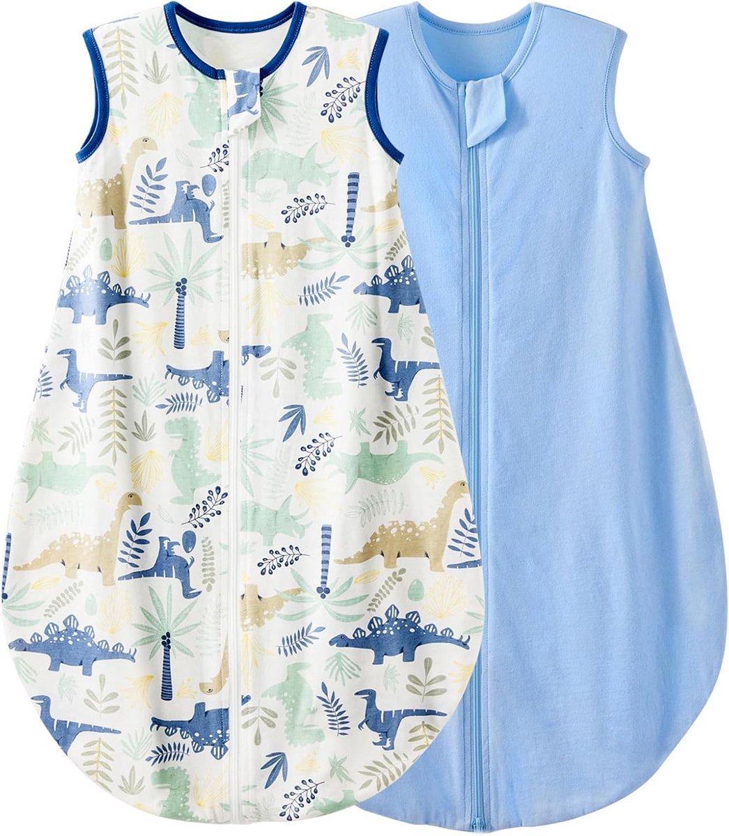 Set van 2 Babyslaapzakken 0.5 TOG Zomer - 100% Katoen voor Baby's en Peuters (6-18 maanden)