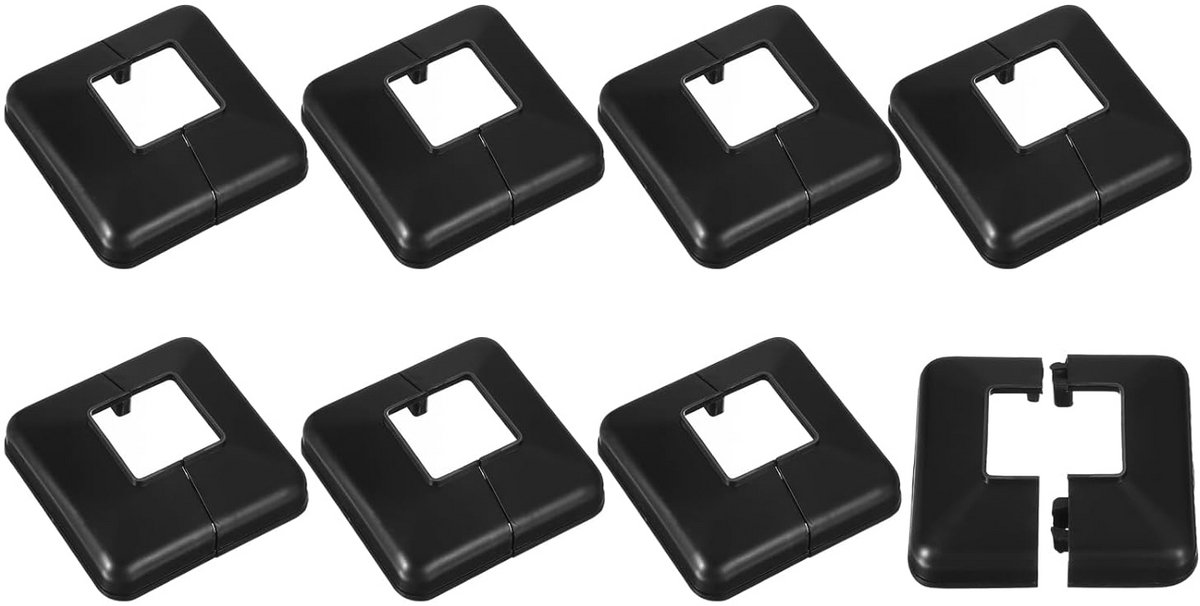 8x Afdekking voor Paalbasis 40x40mm - Zwarte Kunststof Kokerdoppen voor Hekwerk en Trapleuning