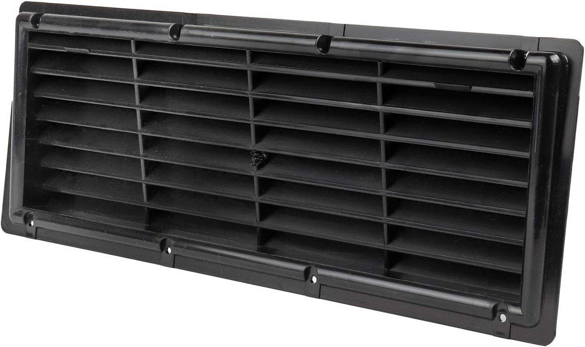 Ventilatierooster Absatiekoelkast Caravan Camper Wit of Zwart Inbouwmaat 37.5x15 cm met Hor