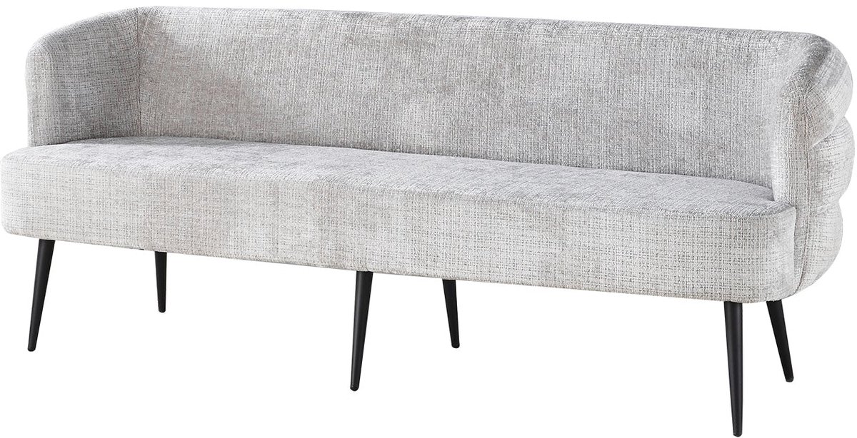 Eetkamerbank met armleuning Quinn 200cm grijs chenille eetbank
