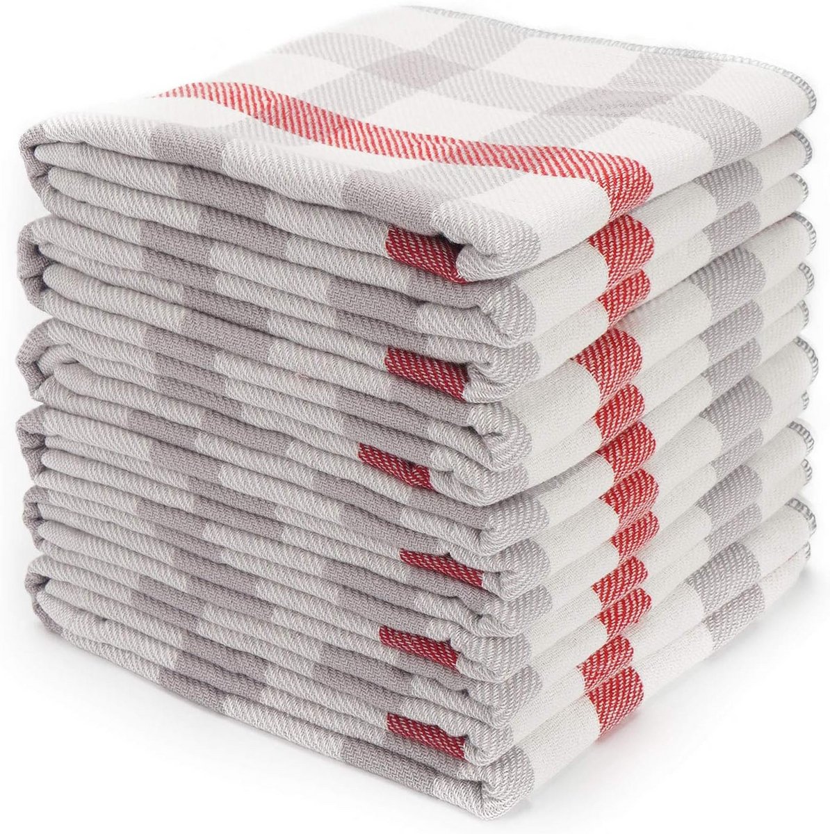 Set van 6 Keukenhanddoeken 100% Katoen Geruit Absorberend Theedoeken Huishouden