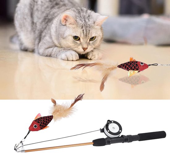 Uitschuifbare Kattenhengel met Vervangbaar 3D Vis Speeltje voor Uren Speelplezier — afbeelding 3