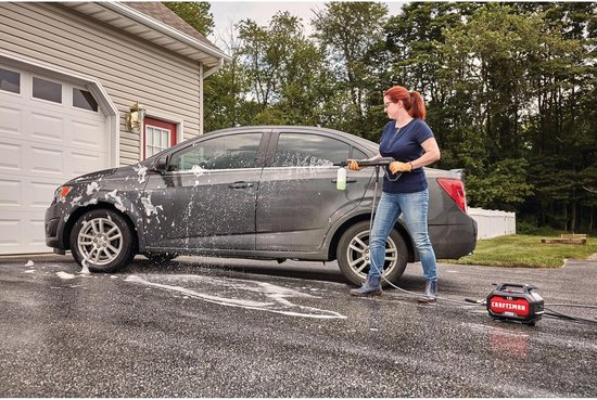 Hogedrukreiniger - Schoonmaakapparaat - Buiten reinigen - Compact ontwerp - 1700 PSI - Rood — afbeelding 4