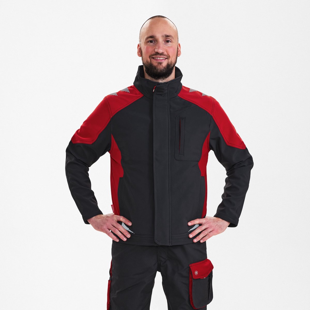 Engel Galaxy softshell jack 8810-229 - Anthracite Grey / Tomato Red - XL