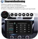 Stuurwielbediening autoradio met icoontjes voor volume, bellen en navigeren.