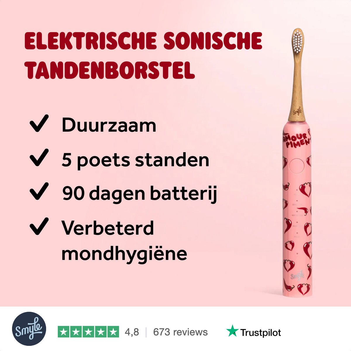 Smyle Sonische Elektrische Tandenborstel met USB-C Oplader - afbeelding 2