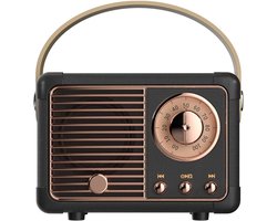 Retro Bluetooth-luidspreker, draagbare draadloze luidspreker, helder stereogeluid, rijke bas, vintage design, perfect verjaardagscadeau voor een meisje (zwart).