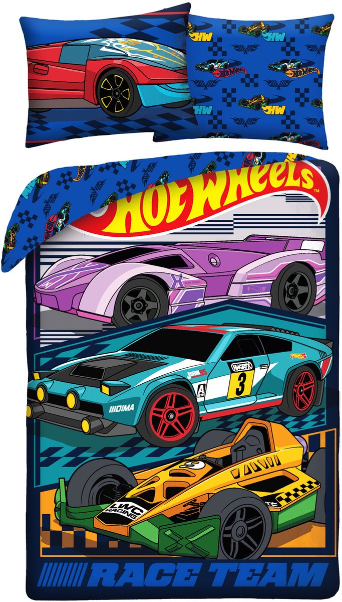 Hot Wheels Dekbedovertrek Speed - 140 x 200 + 70 x 90 cm - Polyester