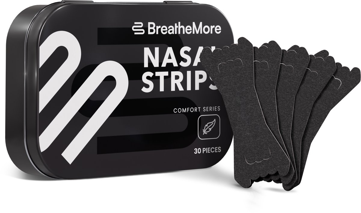 BreatheMore® Neusstrips - The Comfort Series - Travel Box - Zwart - 30 stuks