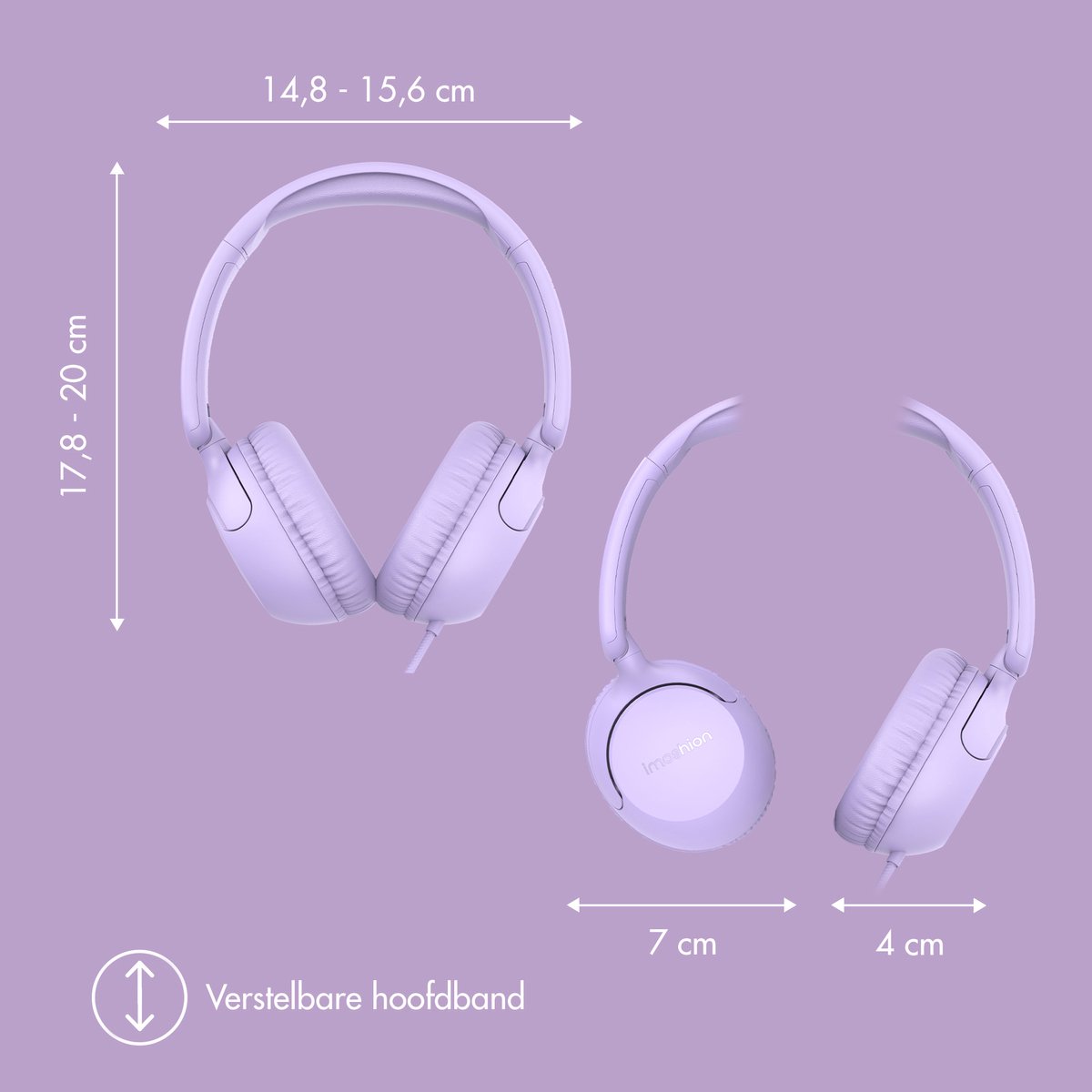 imoshion Kinder Koptelefoon met Draad - Met Decibelbegrenzer en Stickervellen - Koptelefoon Kinderen met AUX Kabel — afbeelding 4