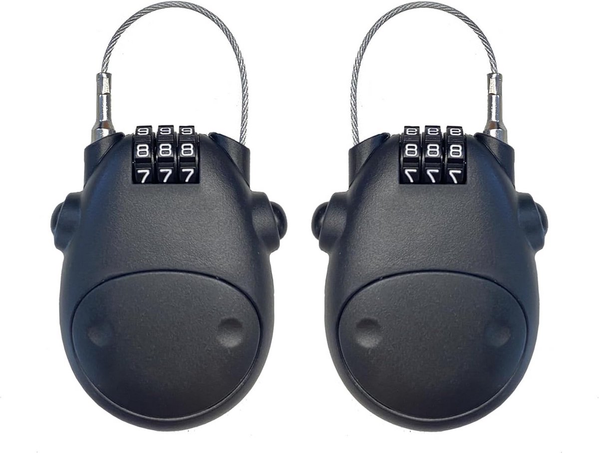 2x Intrekbaar Kabelslot met 3-Cijferig Combinatieslot voor Fiets, Helm en Bagage (70cm)