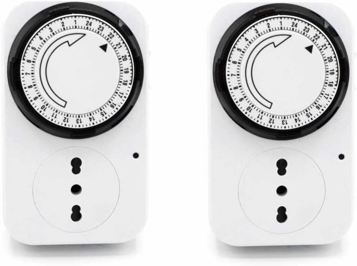 2x Instelbare 24-uurs Analoge Tijdklok voor Elektrische Apparaten