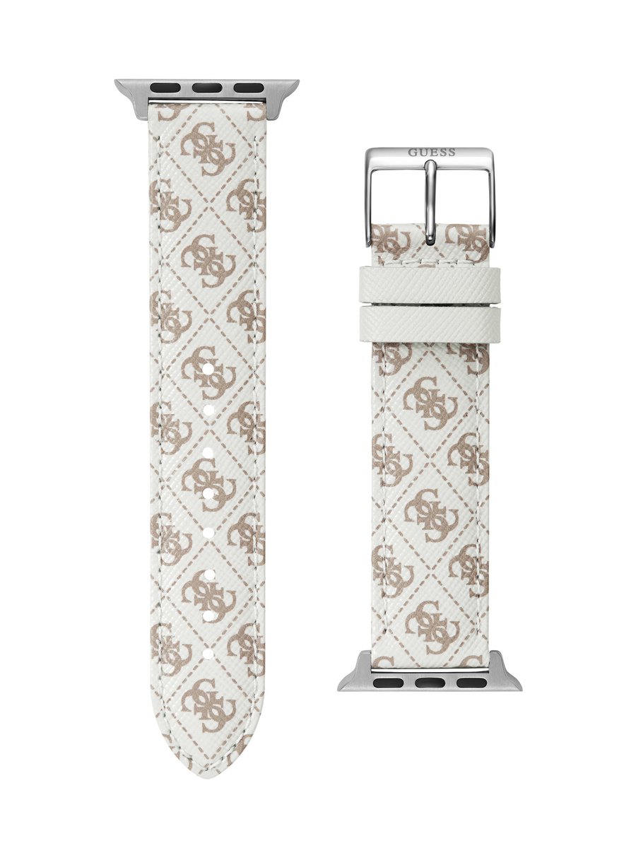 Guess Guess Apple Band Analoog Horloge Wit Armband: 100% Genuine Leather Round CS2009S1