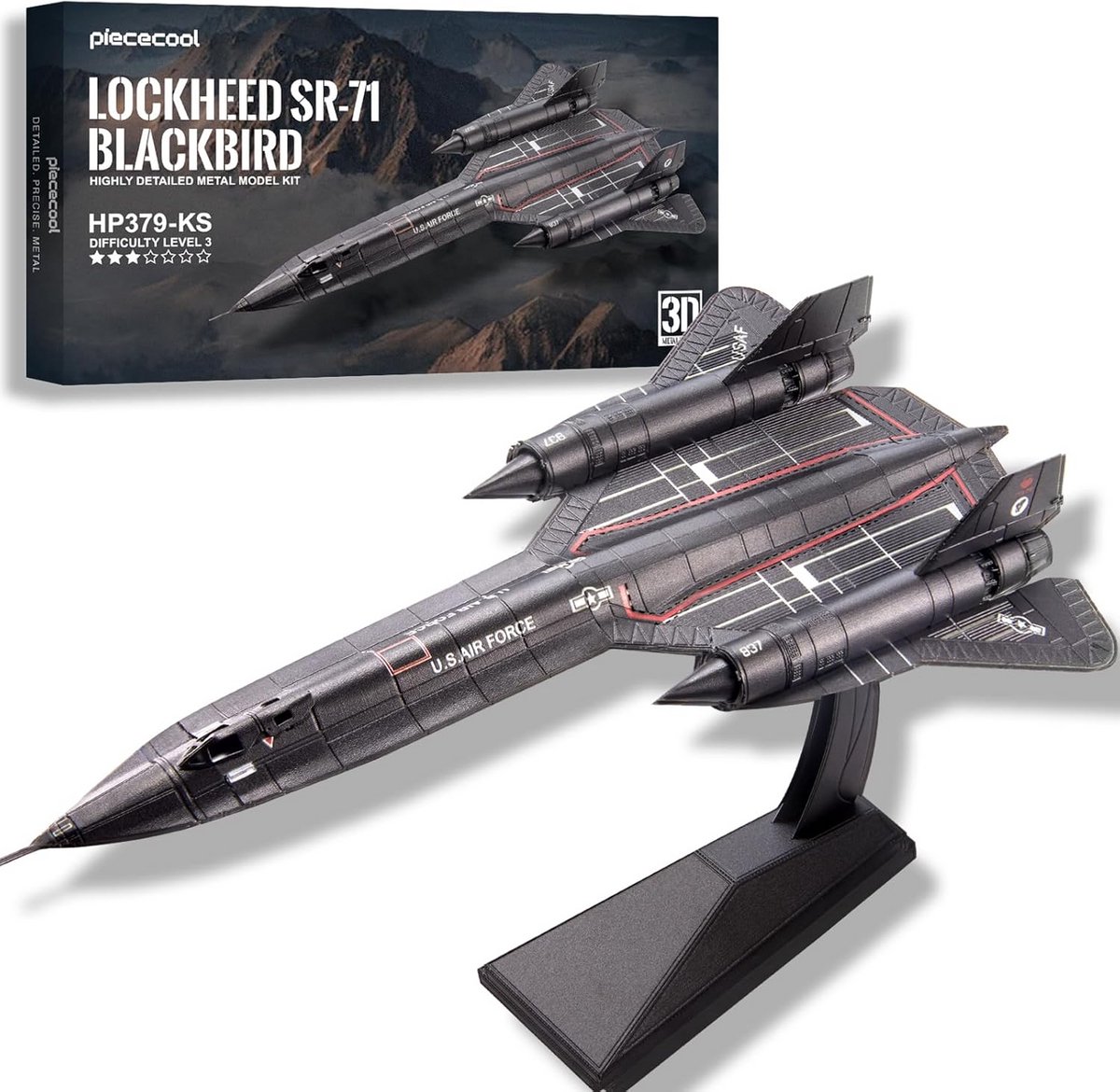 3D Metalen Puzzel SR-71 Blackbird Verkenningsvliegtuig Modelbouwkit Roestvrij Staal