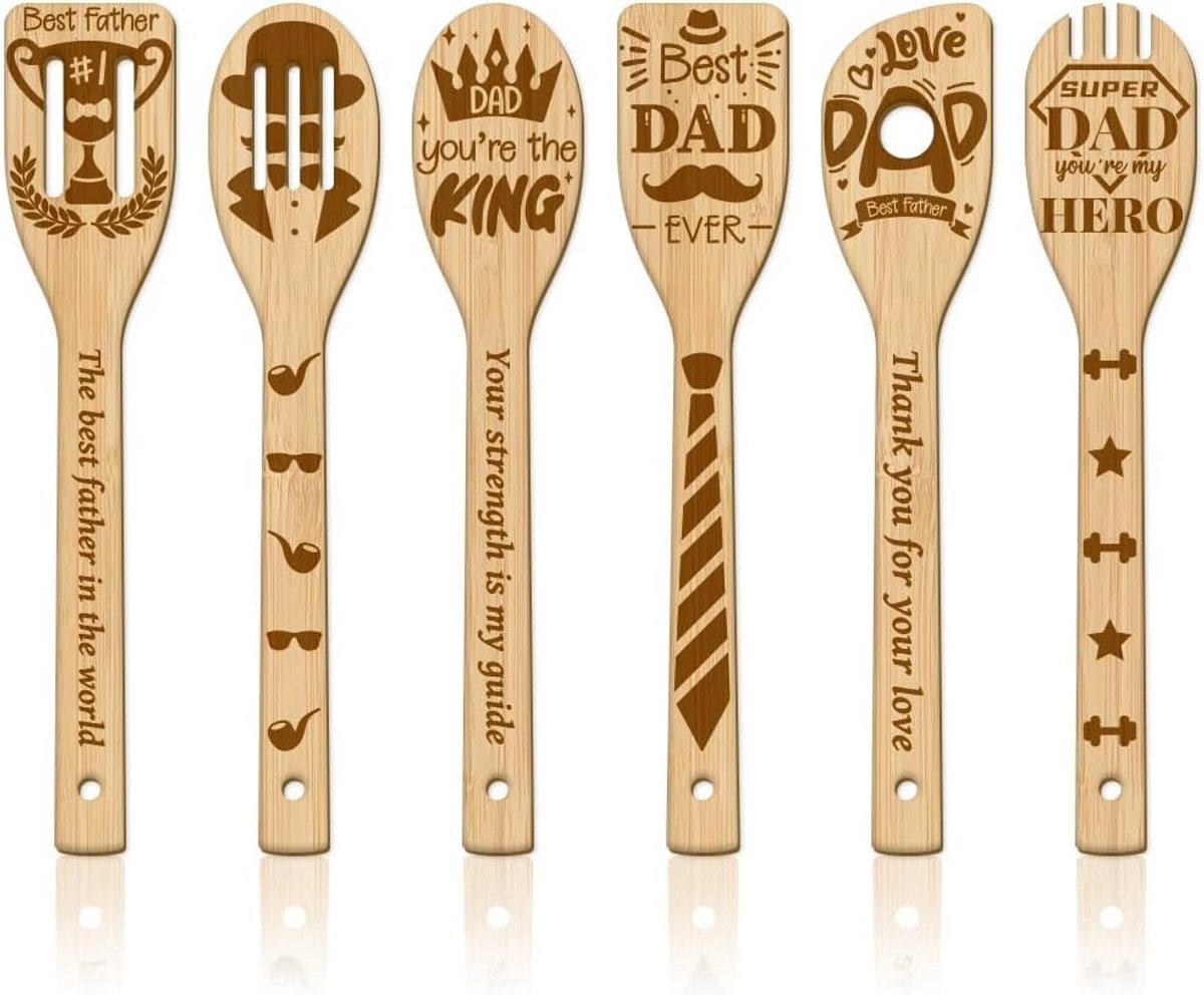 Houten Keukengerei Set met Gravering voor Vader