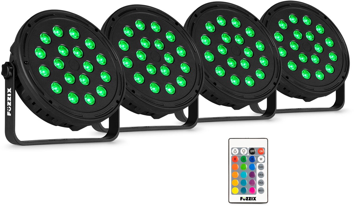 Discolamp set van 4 stuks - Fuzzix Comet M16 - Party lights - Kinderdisco - RGB - Afstandsbediening