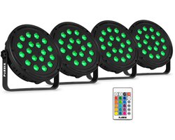Discolamp set van 4 stuks - Fuzzix Comet M16 - Party lights - Kinderdisco - RGB - Afstandsbediening