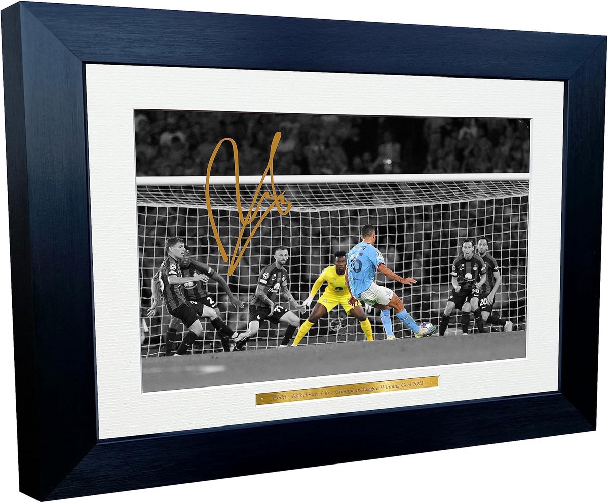 Voetbal Poster met Ingelijste Foto van Midfielder Manchester, Champions League Winnaar A4