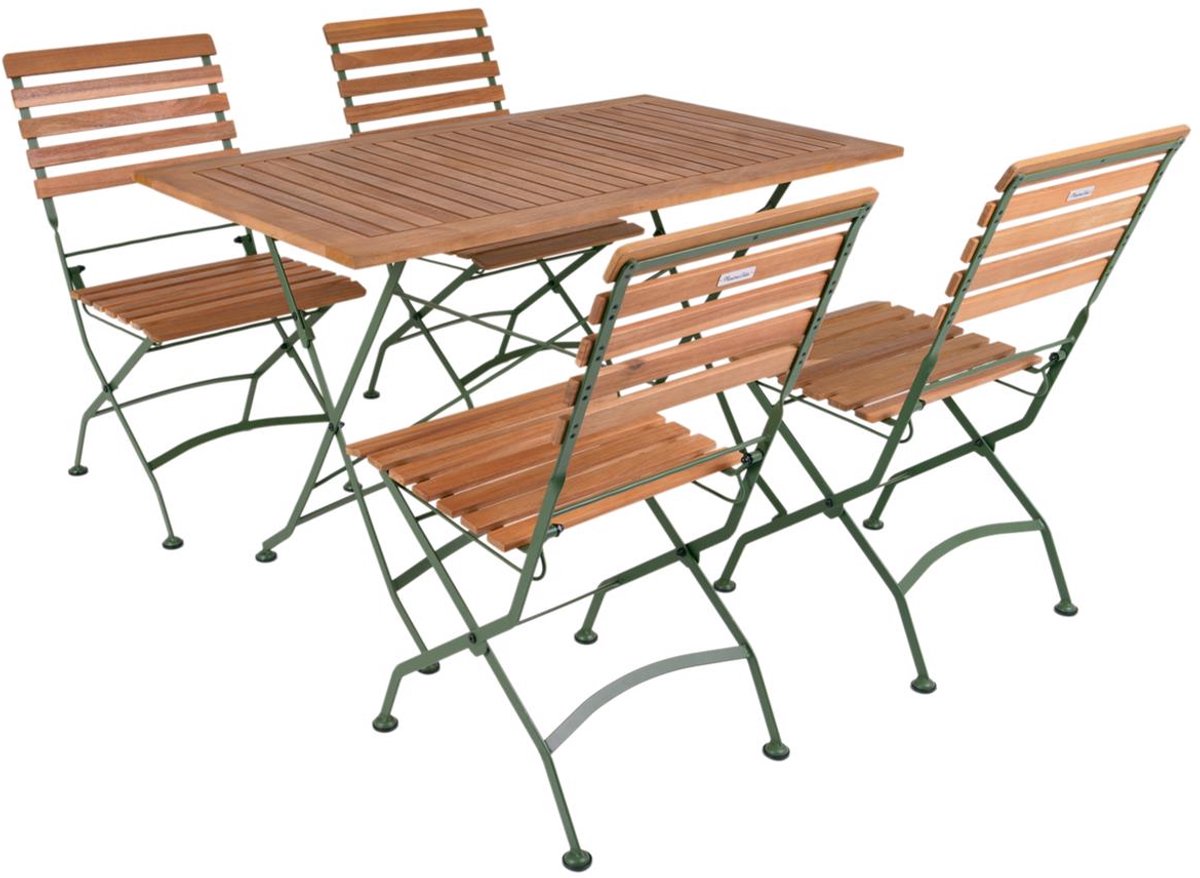 MaximaVida inklapbare acacia tuinset Toscana 120 cm olijfgroen - stoelen zonder armleuning