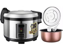 Grote Rijstkoker - Slowcooker Stoompan - Grootkeuken Horeca - Dikke Antiaanbaklaag - 10-25 Liter - Zwart