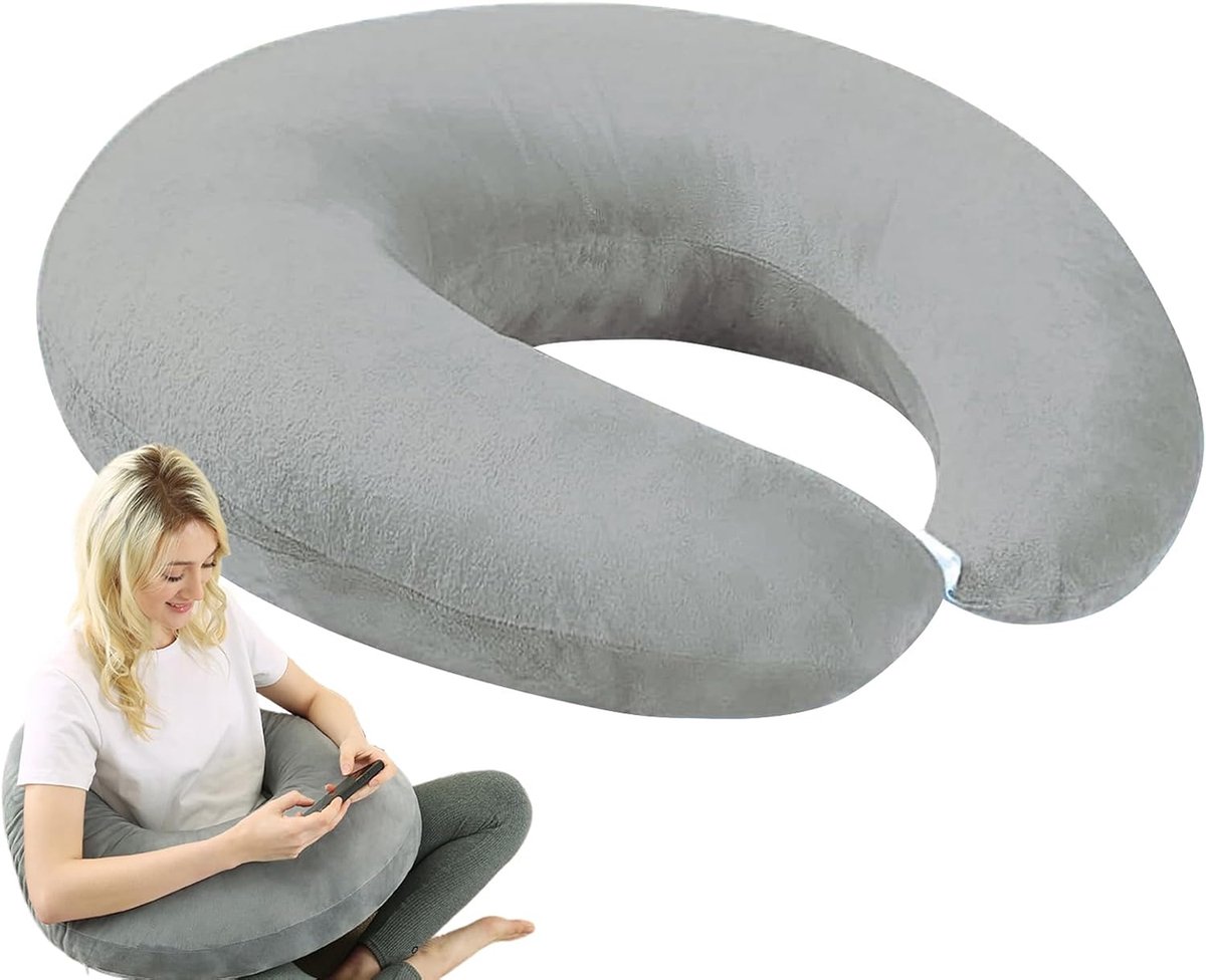 Leeskussen Op Schoot - Armsteun Kussen - Gamen Lezen Werken - Afneembare Hoes - 68x50cm - Grijs