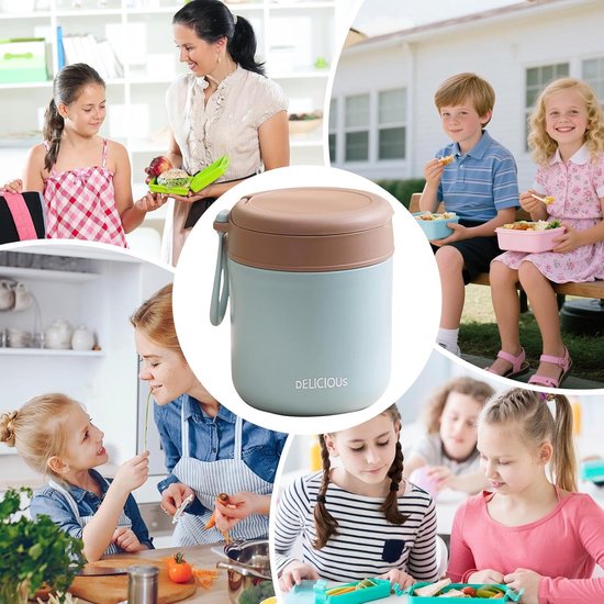 Lunch Box - Voedselcontainer Isolatie - Maaltijd Meenemen - Lekvrij Ontwerp - 430ml Capaciteit - Blauw van Merkloos — afbeelding 2