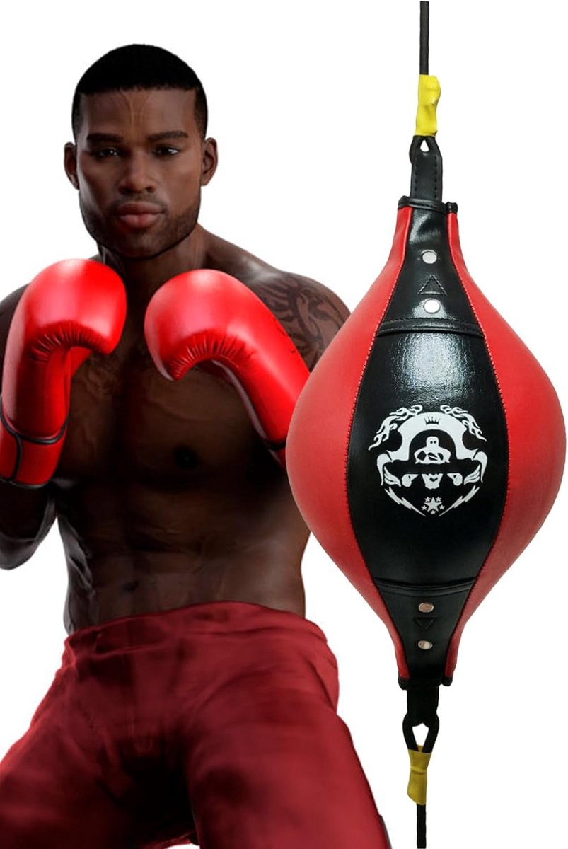 Bokssnelheidstas - Punching bal - Snelheidstraining verbeteren - Verhoogde wrijving stabiliteit - 38 x 18 cm - Zwart en rood