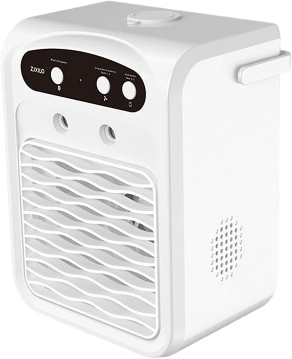 Mobiele Airco - Verdampingskoeler Ventilator - Persoonlijke Koeling - Met Ingebouwde Speaker - 18x13x18 cm - Wit