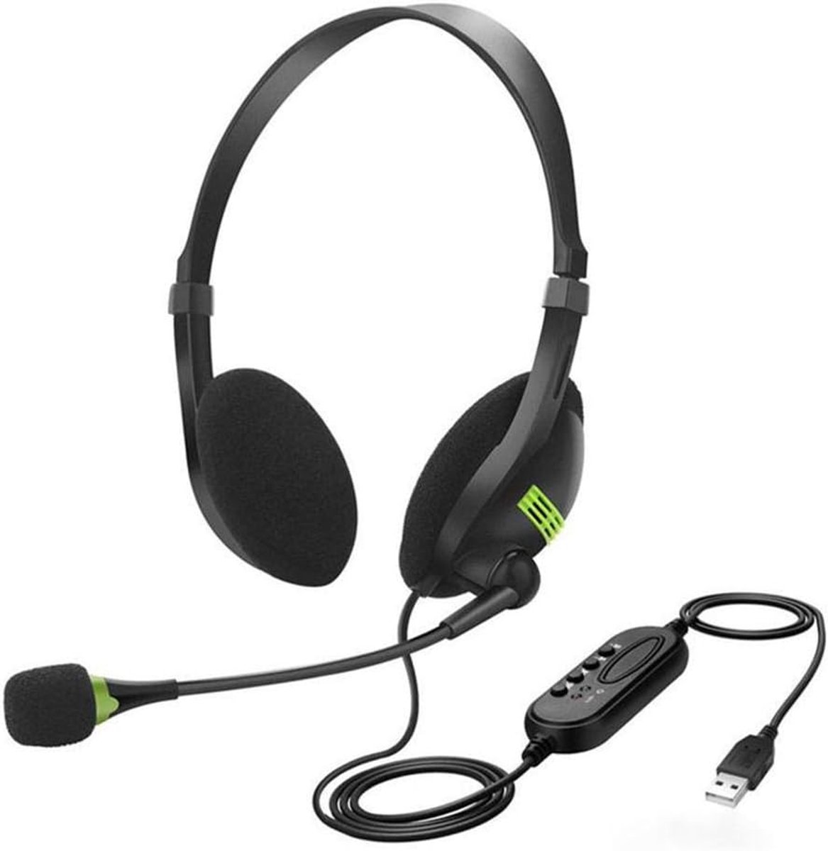 Computer Headset - PC Koptelefoon - Online Vergaderen - Flexibele Microfoon - 1.8m Kabel - Zwart