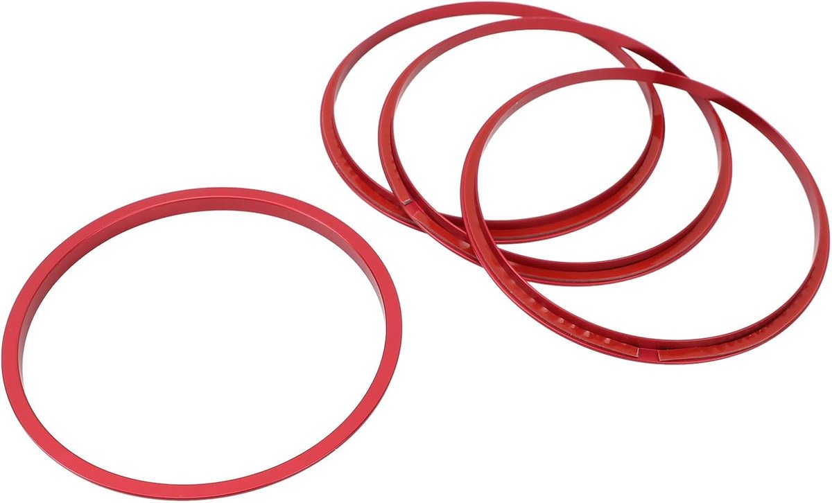 Ventilator Ring Decoratie - Airco Trim - Auto Interieur - Aluminium Legering - 4 Stuks - Rood