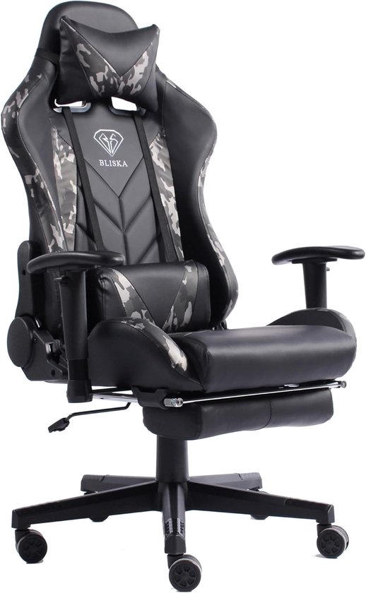 Gamingstoel met voetensteun - Ergonomische bureaustoel - Langdurig gamen - Verstelbare 4D armleuningen - 51 x 55 x 140 cm — afbeelding 5