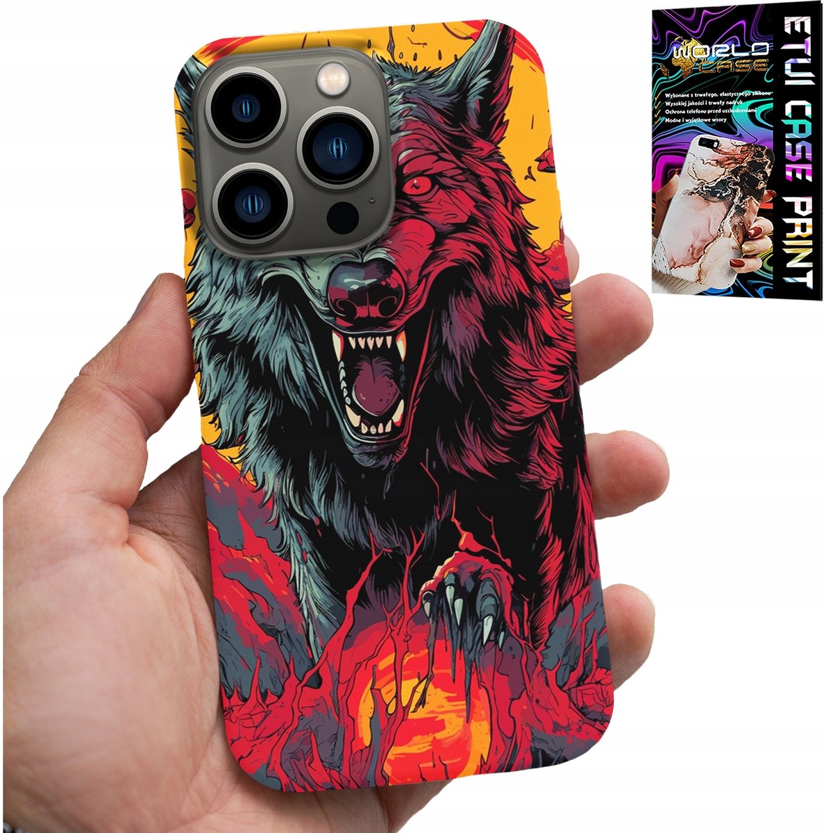 HOESJE VOOR IPHONE 15 PRO MAX - WOLF WOLVES PACK SUPER PATRONEN HOESJE + GLAS