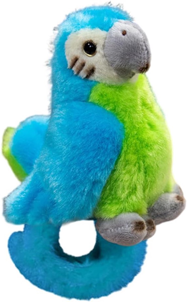 Papegaai handpop - Pluche dier - Verhalen vertellen - Zachte pluche - 20 cm - Wit rood blauw
