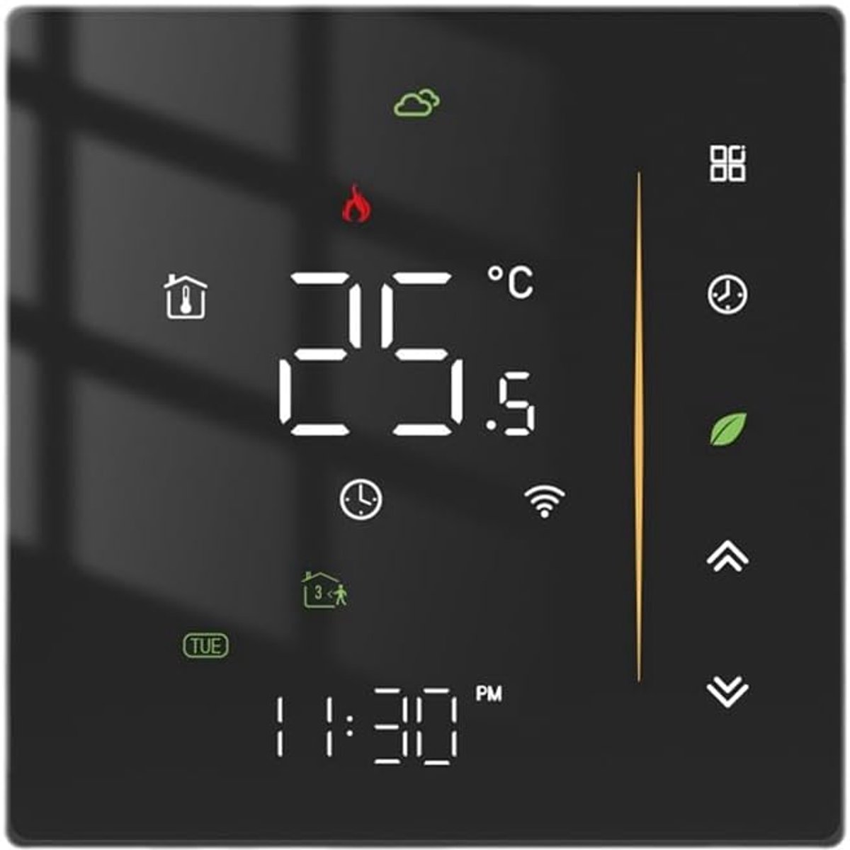 Slimme Thermostaat - Temperatuurregelaar Wifi - Huisverwarming Vloerverwarming - Programmeerbaar Instelbaar - 10x10x6cm - Zwart