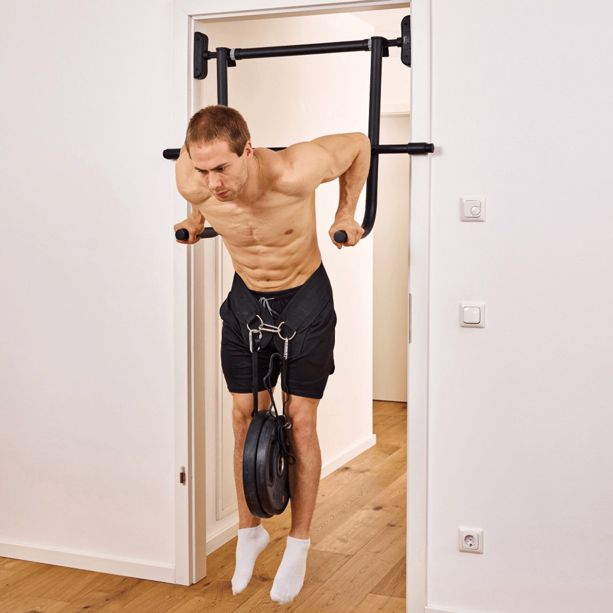 PULLUP & DIP Pro - Dip Module Uitbreiding - Voor Deur-Pull-up Stangen - 4-voudig Verstelbare Breedte - 38mm Gripdiameter thumbnail 4