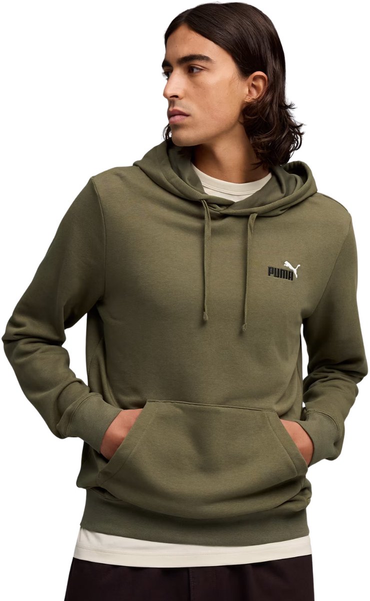 Puma Sweater Heren ESS 2 Color Small No.1 Logo Hoodie Olijfgroen