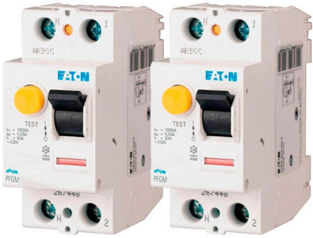 Wisselschakelaar - Aardlekschakelaar - Elektrische beveiliging - 2-polig 40A - 30mA Type AC - Wit