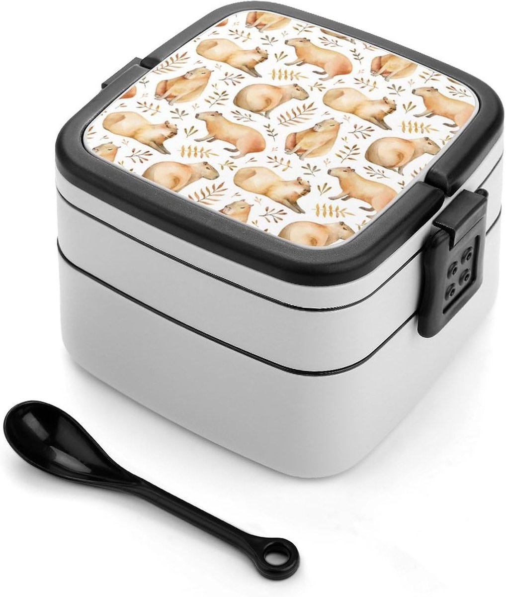 Leuke Lunchbox - Bento Doos - Werk en Reis - Twee Laags Ontwerp - 14.5 x 14.5 x 11 cm