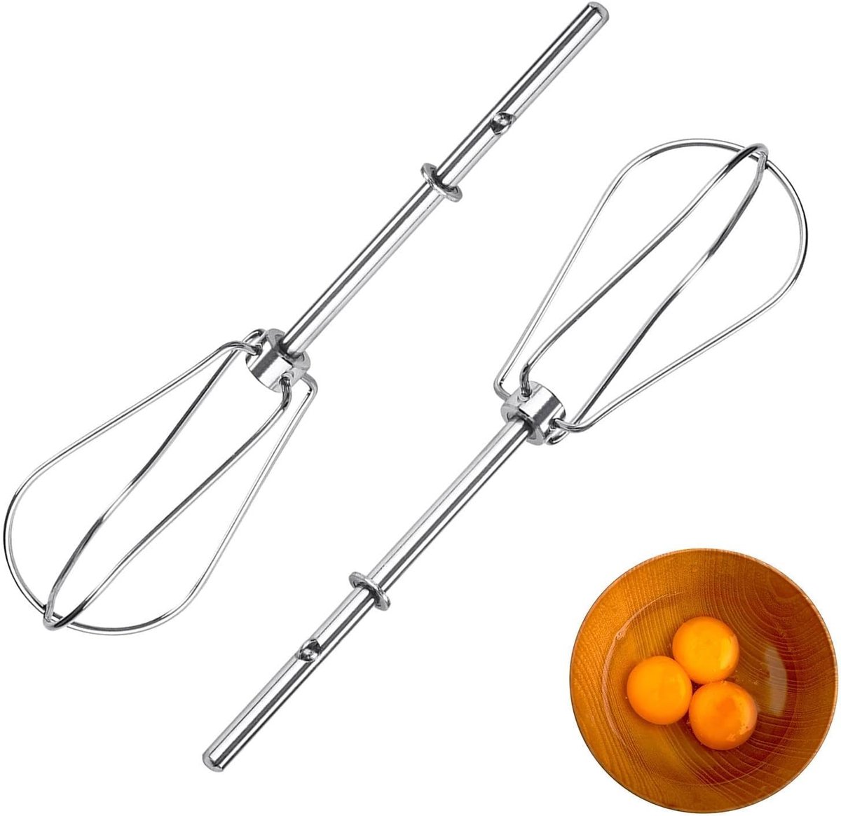 Handmixer Kloppers - Mixer Hulpstukken - Beslag Maken - Roestvrij Staal - 18cm Lengte - Wit