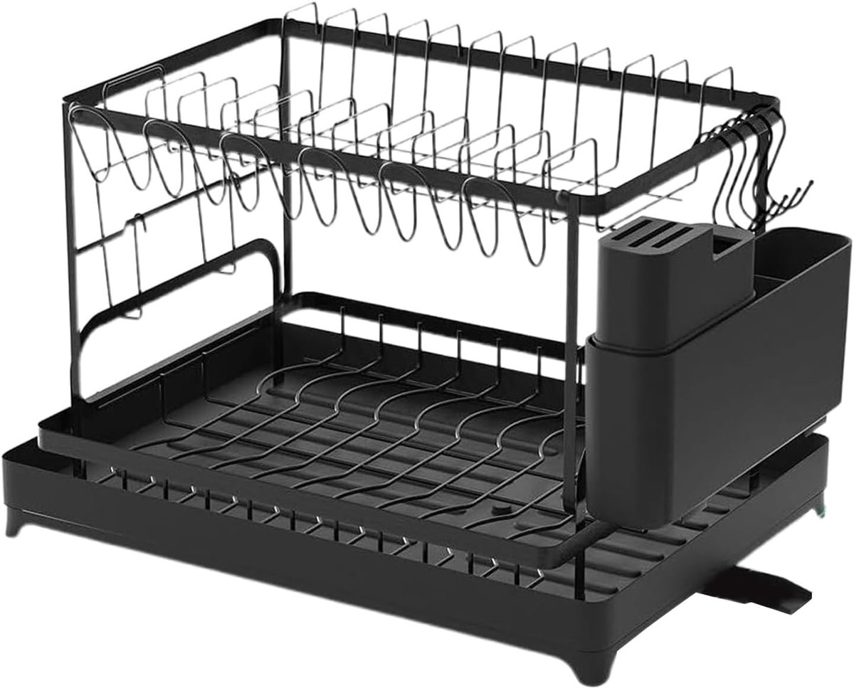 Keuken Afdruiprek - Servies Organizer - Keuken Opbergen - Twee Niveaus - 42 x 29 x 29 cm